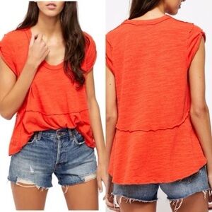We The Free Vibrant Orange Short Sleeve Top